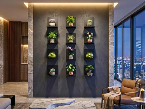 Duvar Bitki Rafı, Metal Yüzer Saksı Tutucu, İç Mekan Bitki Duvar Aparatı, Minimalist Bitki Rafı