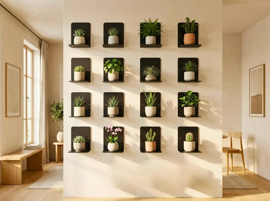 Duvar Bitki Rafı, Metal Yüzer Saksı Tutucu, İç Mekan Bitki Duvar Aparatı, Minimalist Bitki Rafı