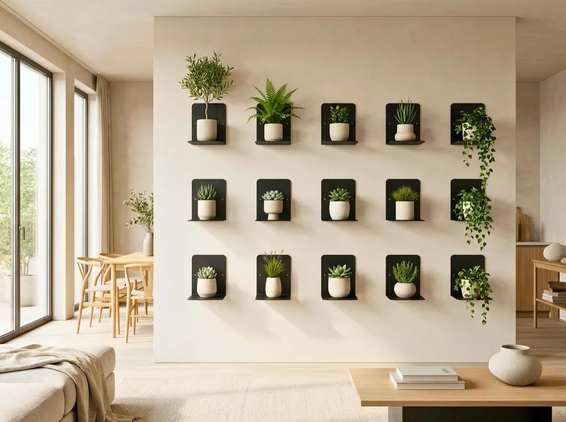 Duvar Bitki Rafı, Metal Yüzer Saksı Tutucu, İç Mekan Bitki Duvar Aparatı, Minimalist Bitki Rafı