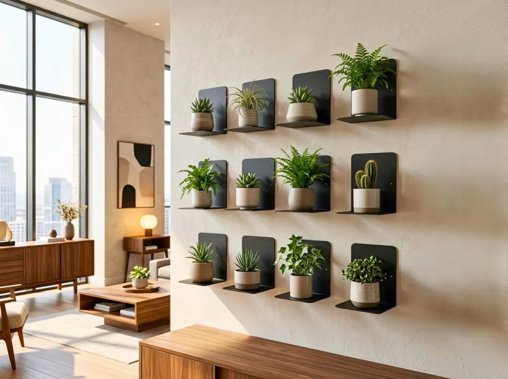 Duvar Bitki Rafı, Metal Yüzer Saksı Tutucu, İç Mekan Bitki Duvar Aparatı, Minimalist Bitki Rafı